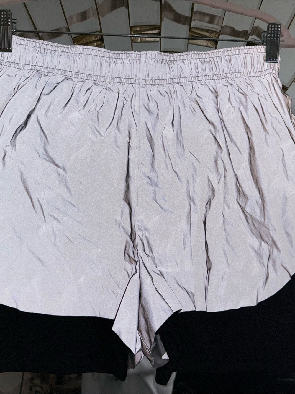 Reflective Silver Sparkle Women's Elastic Waist 2in1 Running Shorts